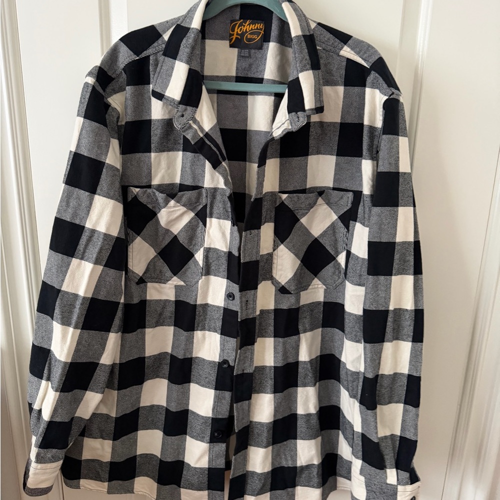 Johnny Bigg Black and White Plaid Men's Casual Shirt